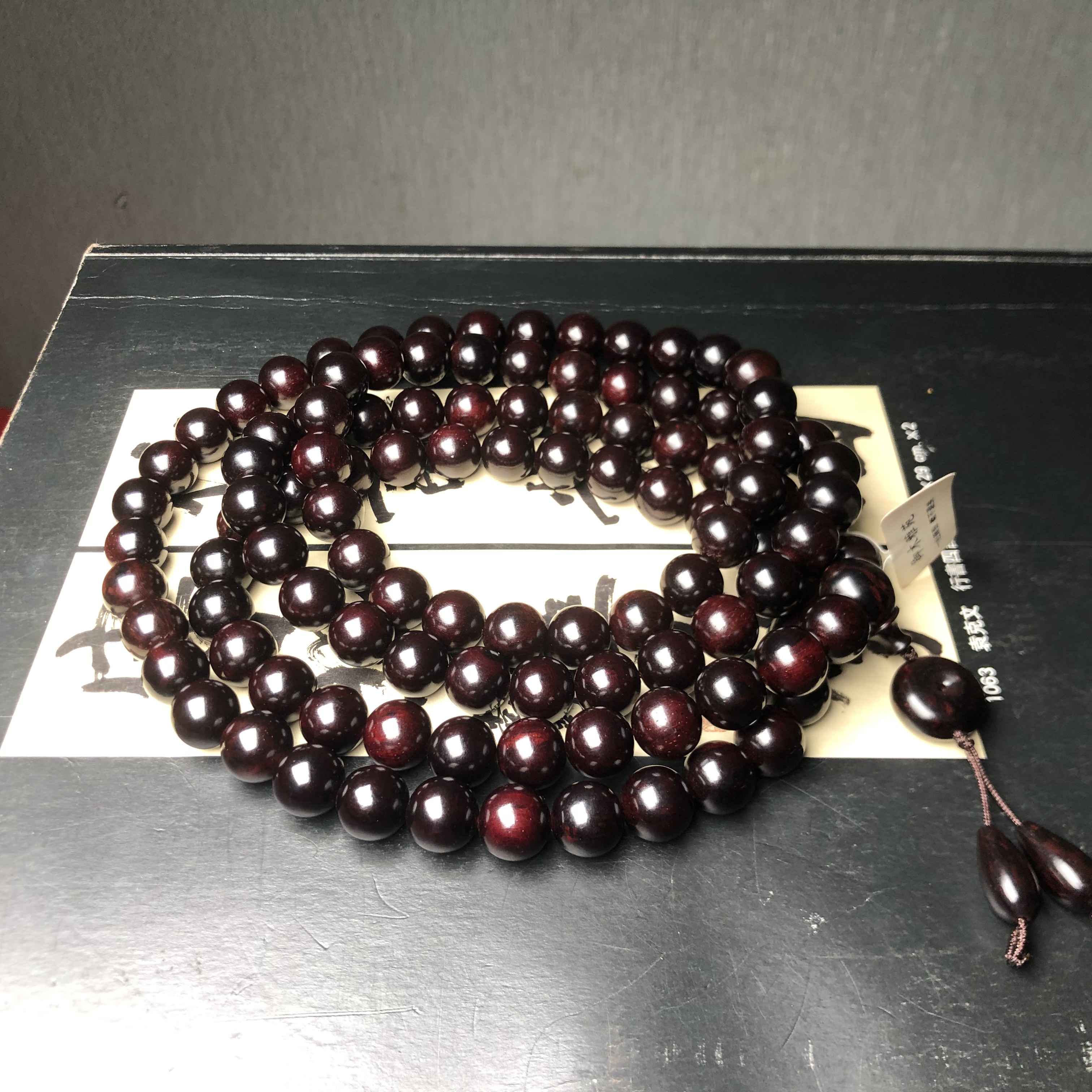 红降1.2大规格108粒同料熟结虫漏满油玉化料降真香花梨公佛珠