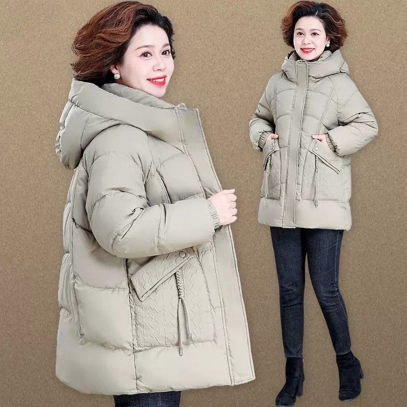 雅鹿中年妈妈冬装羽绒羽绒服中长款2023新款中老年人女秋冬棉衣外