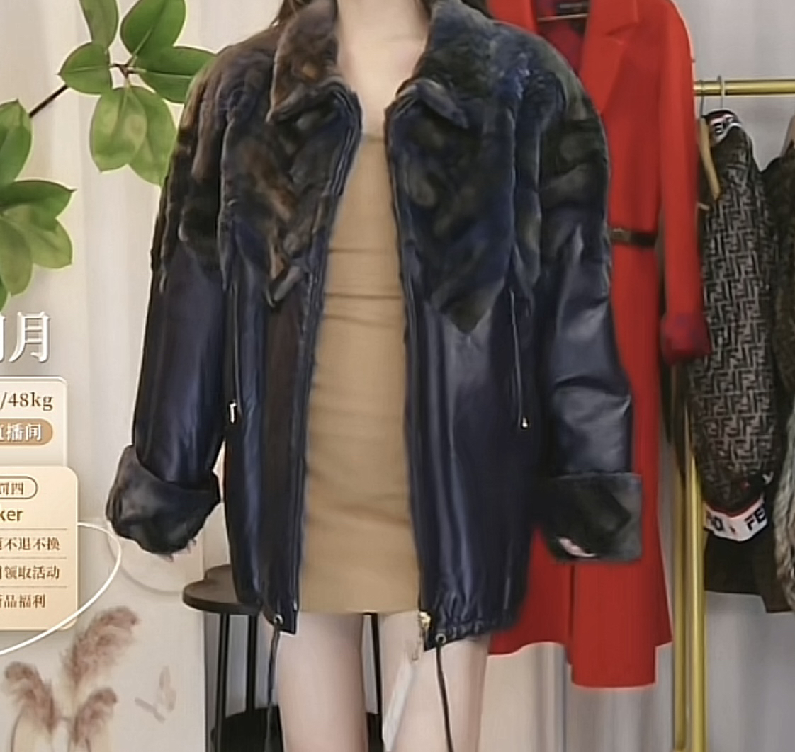 BALMAIN/巴尔曼真皮拼接毛领logo外套/fy0926