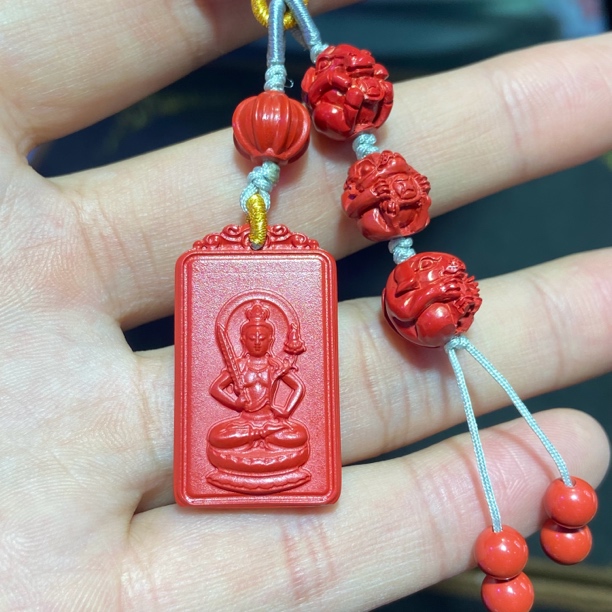 天然辰砂紫金砂生肖吊坠钥匙扣包挂朱砂守护神生肖三合设计款挂件