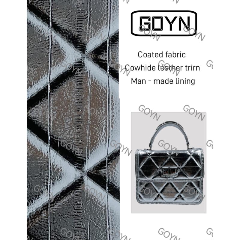 GOYN手工真皮女包银色手提方块包0129
