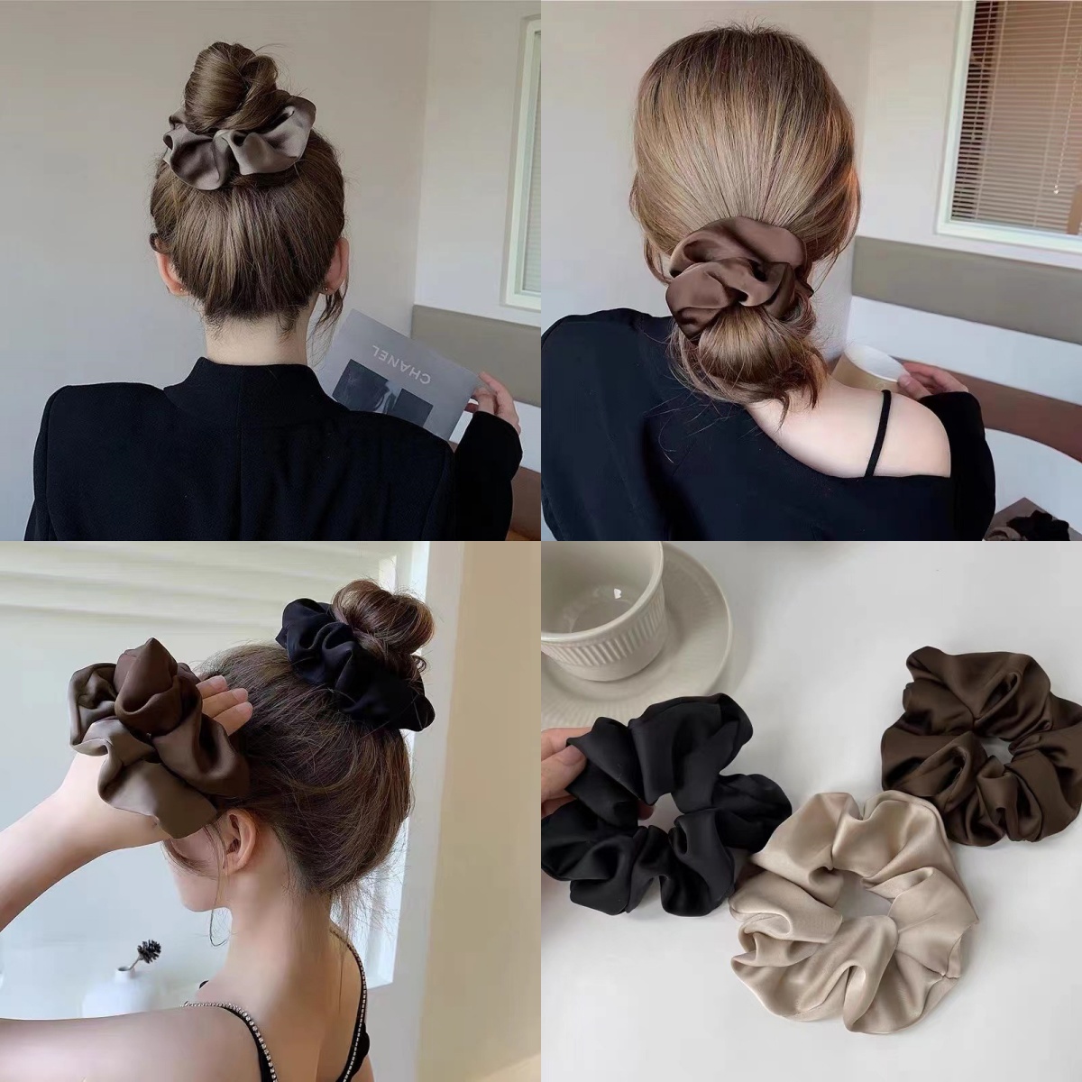 韩版缎面大肠发圈女秋冬发绳高级感气质简约马尾扎头皮筋头绳发饰