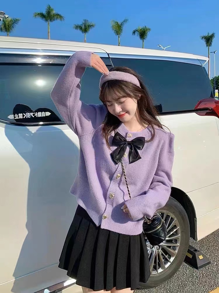 婷婷专属【直播间扣号为准】猫柒服饰蝴蝶结气质甜美毛衣