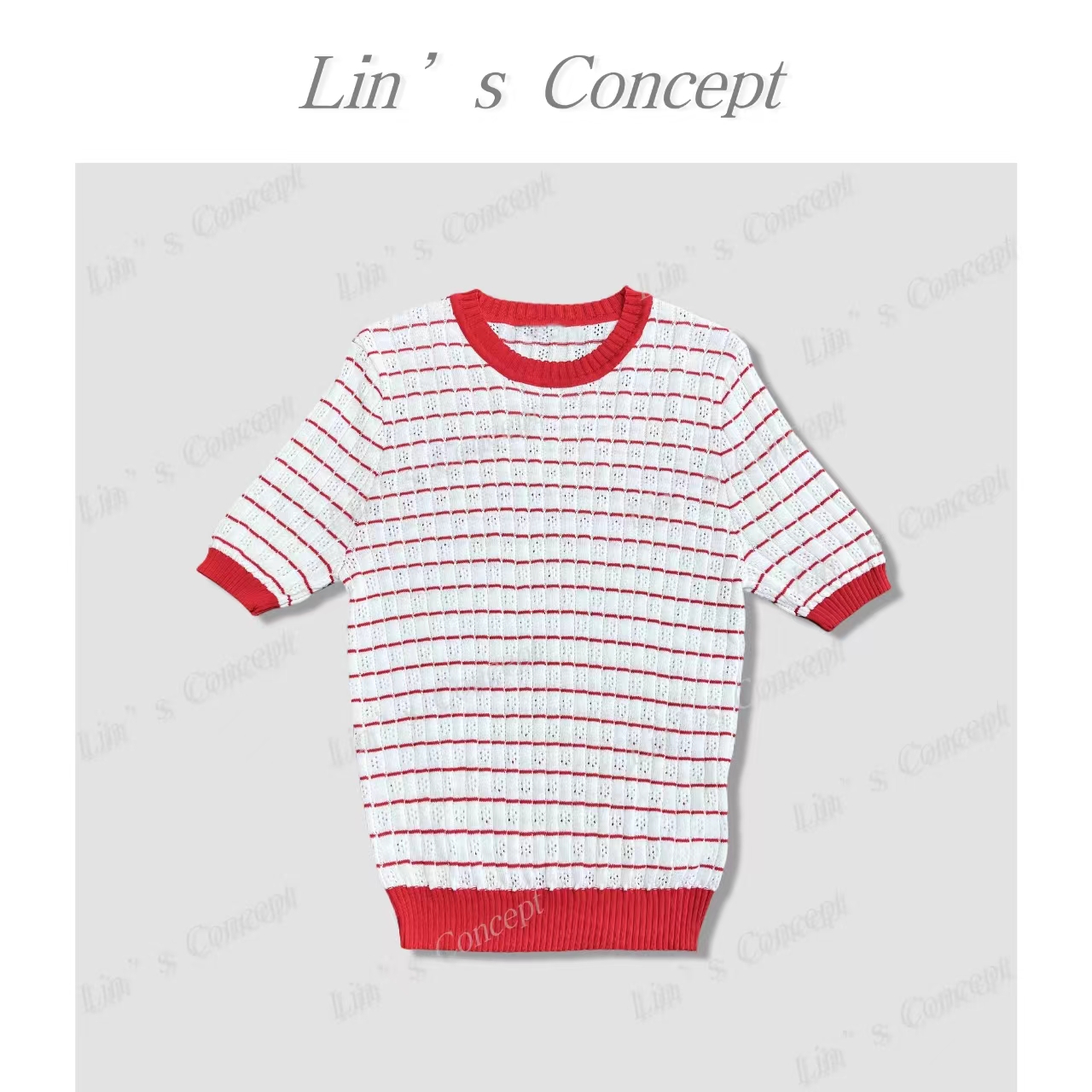 【Lin's concept】设计师款时尚气质风圆领针织T恤M2405-ZZ16RXL