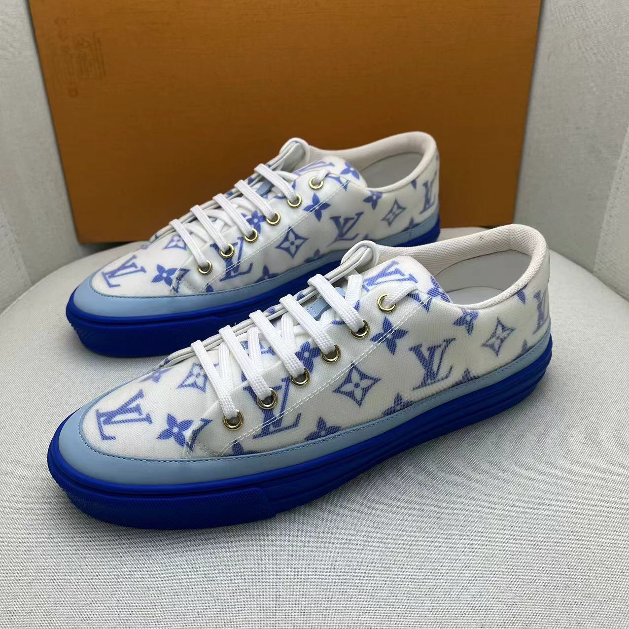 全新未使用 LouisVuitton/路易威登 白蓝老花印花休闲板鞋 39.5码