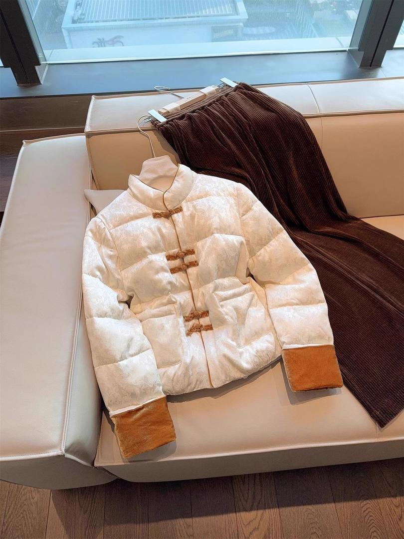 新中式复古提花盘扣夹设计服外套冬季国风保暖气质立领