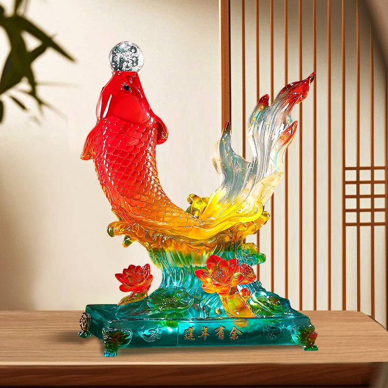 Y莲年有余金鱼摆件家居装饰客厅电视柜乔迁礼品