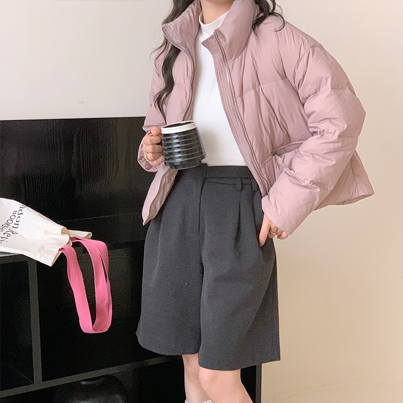 新韩版羽绒服女面包服白鸭绒短款外套加厚宽松立领休闲百搭
