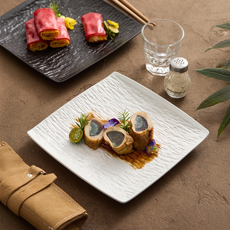 【高温磨砂】岩石正方盘 方盘四方盘子家用西餐餐盘牛排盘创意平盘