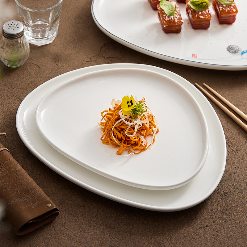 【高温白玉瓷】果如三角盘 凉菜冷菜盘子精致三角盘高级感浅盘平盘