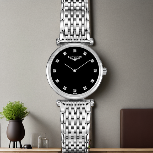 99新 Longines/浪琴 仁智女表/全套嘉岚/时尚钻刻33表径/石英百搭