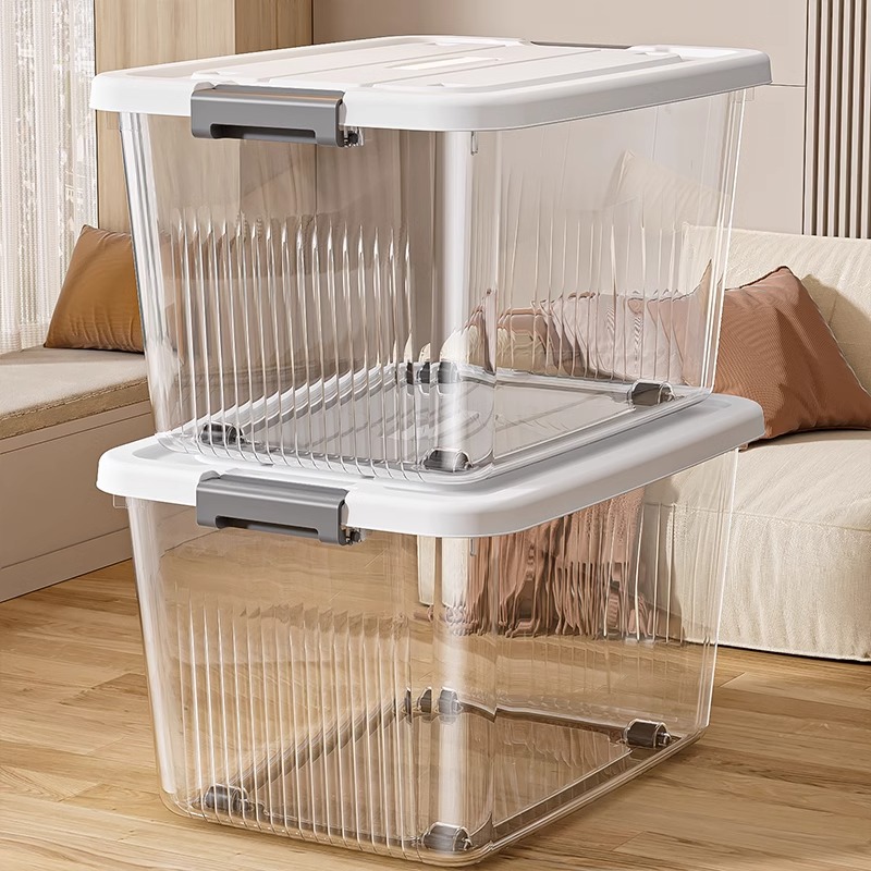 手提透明收纳箱家用衣服整理箱玩具零食储物箱子塑料置物筐收纳盒