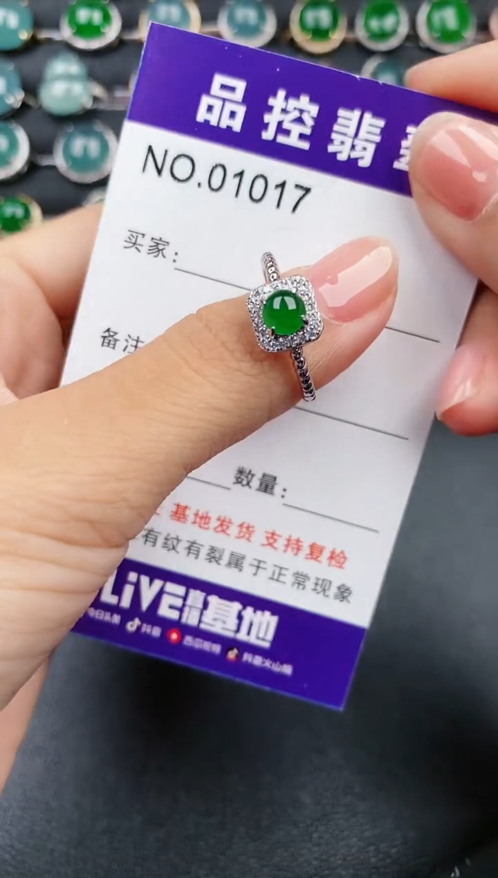 【闪购商品】翡翠戒指银S925镶嵌1017