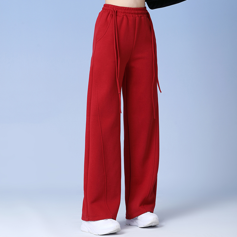 2025春款华棉飘带运动舞蹈健身操运动套装薄款夏季外穿练功裤