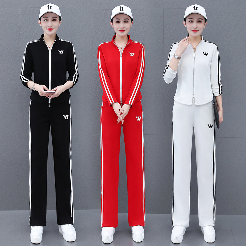 2025精工刺绣双头拉链春秋厚款华棉舞蹈服跳操服显瘦大码运动服