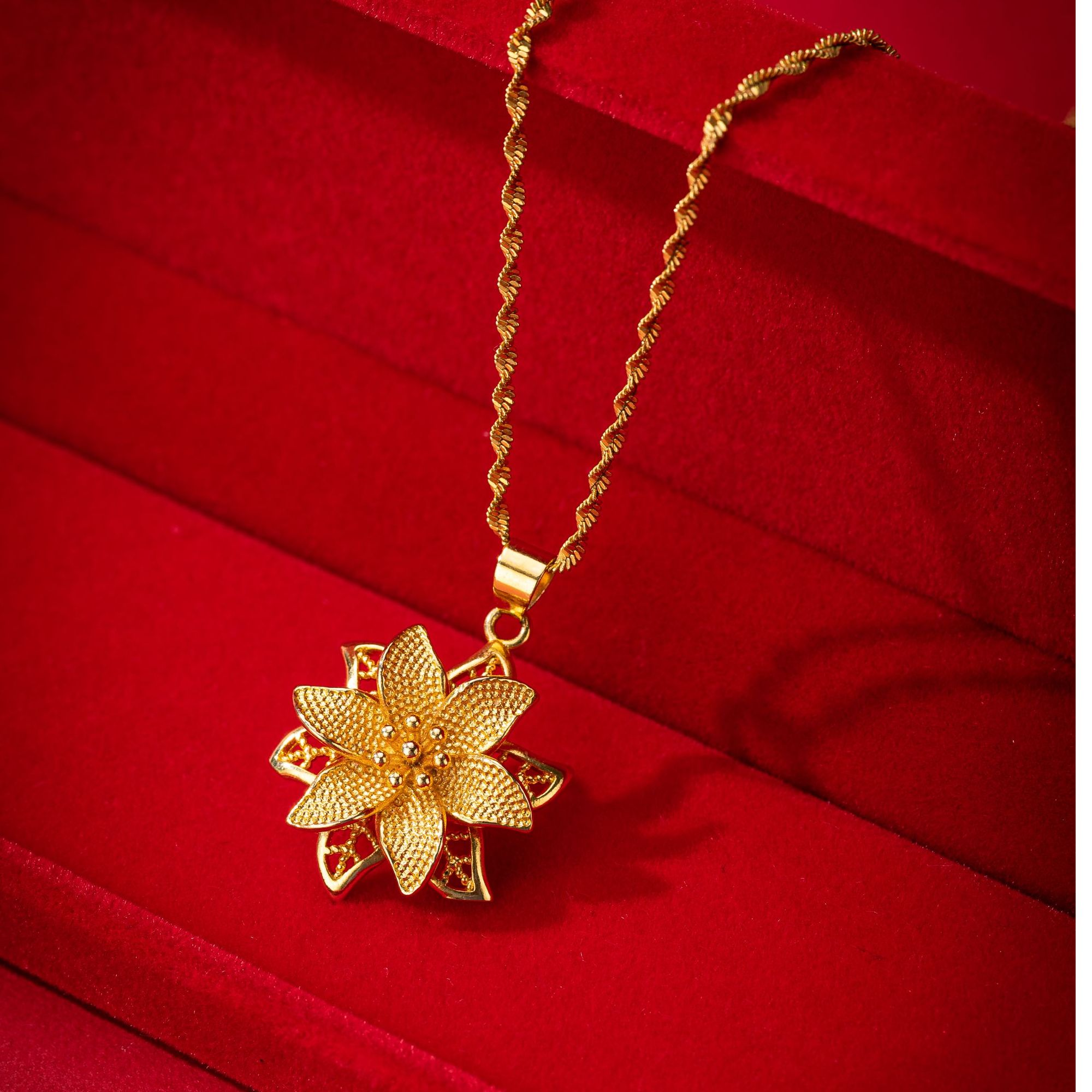 钨金项链 G【苗.金专柜正品】磁.百.草.金色女士传统项链