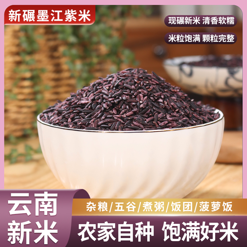 云南新货农家种植紫米现碾新米菠萝饭米农家自种哈尼梯田紫糯米