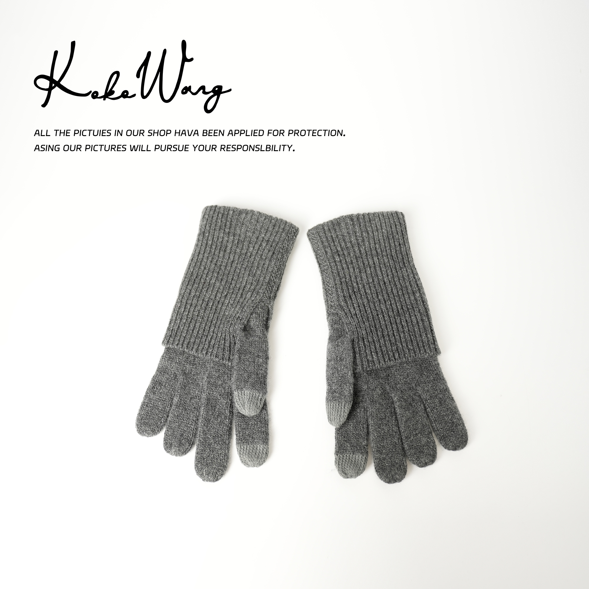 KOKOWANG  100羊绒冬季保暖时尚分指百搭针织手套545354K23S48