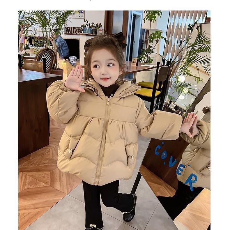 女童冬装棉服2023新款小女孩洋气冬季棉袄女宝宝加厚外套儿童连帽