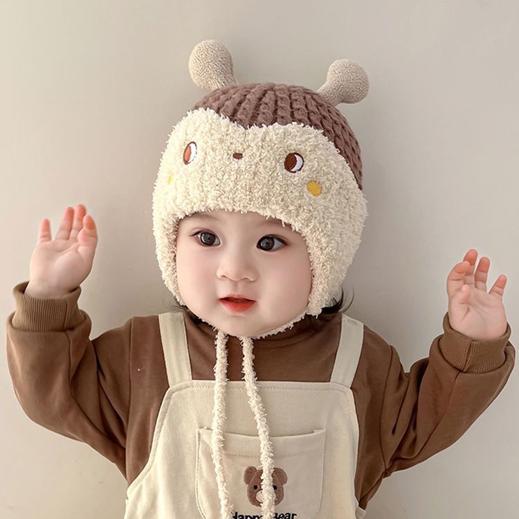 宝宝帽子秋冬款婴儿可爱毛线帽冬天男女儿童保暖护耳帽小童针织帽