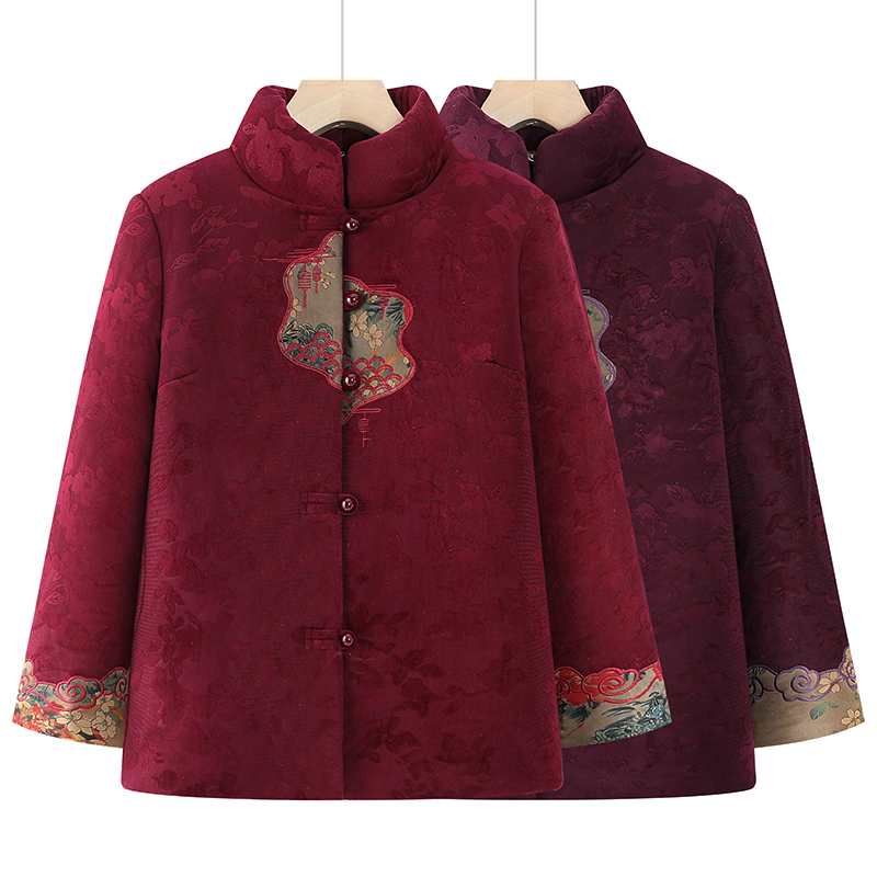 奶奶冬装加绒加厚棉袄中老年人冬季棉服老太太棉衣妈妈保暖外套女