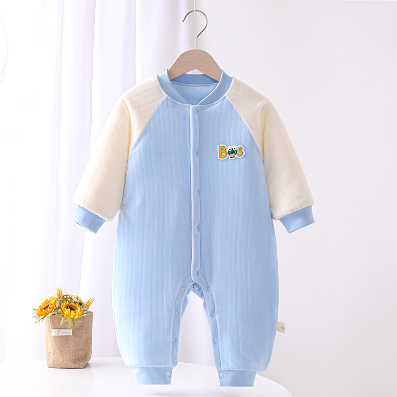 新生儿衣服秋冬款连体衣夹层棉袄初生宝宝外出长袖加厚棉服棉袄