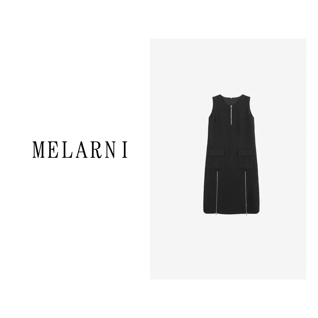 【MELARNI】柔软百搭简约纯色无袖连衣裙MLN10475