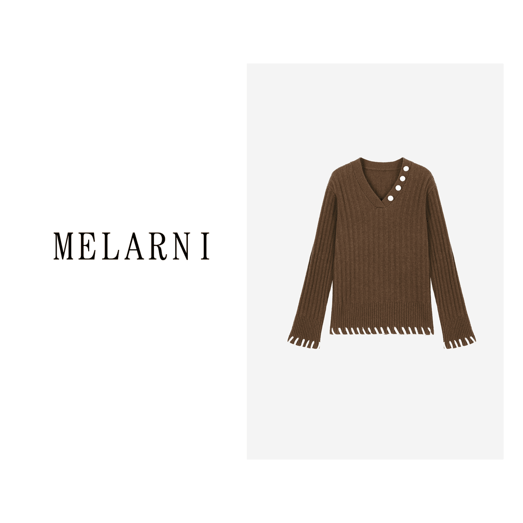 【MELARNI】保暖舒适简约纯色百搭羊毛毛衣MLN10559