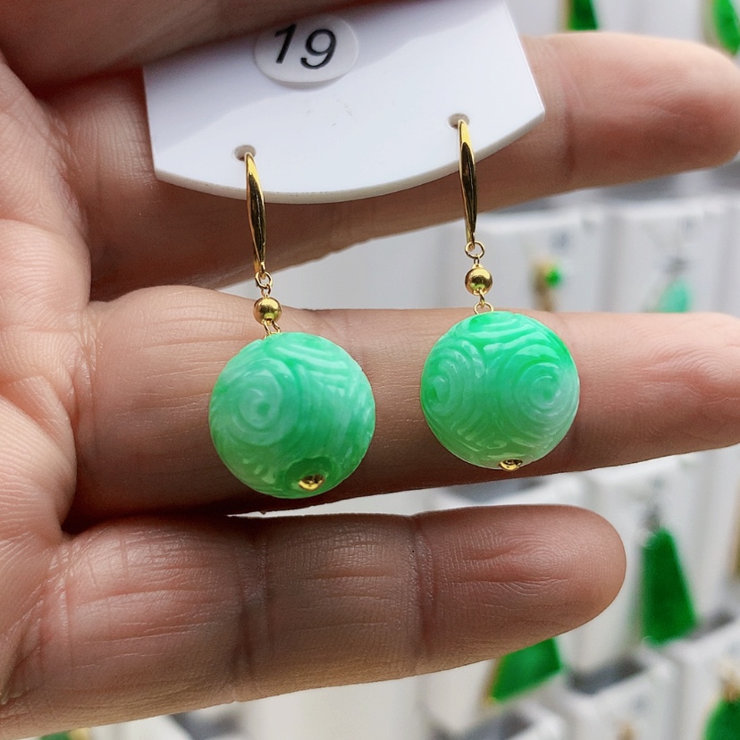 【闪购商品】翡翠耳饰18K金镶嵌彩**…