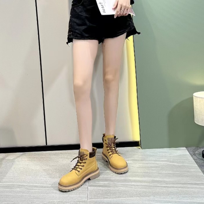 百丽纯爱英伦风厚底马丁靴女休闲复古西部百搭工装短靴2023-1