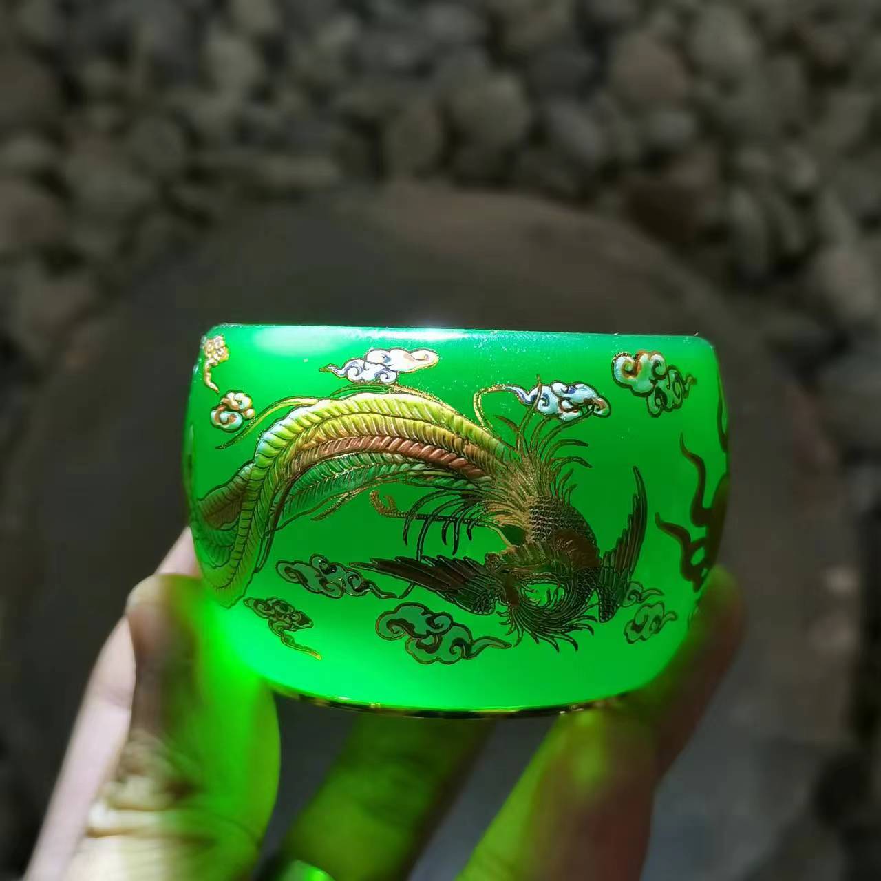 【龙凤呈祥 绿】手工 精美茶盏茶杯主人杯精致无礼盒C