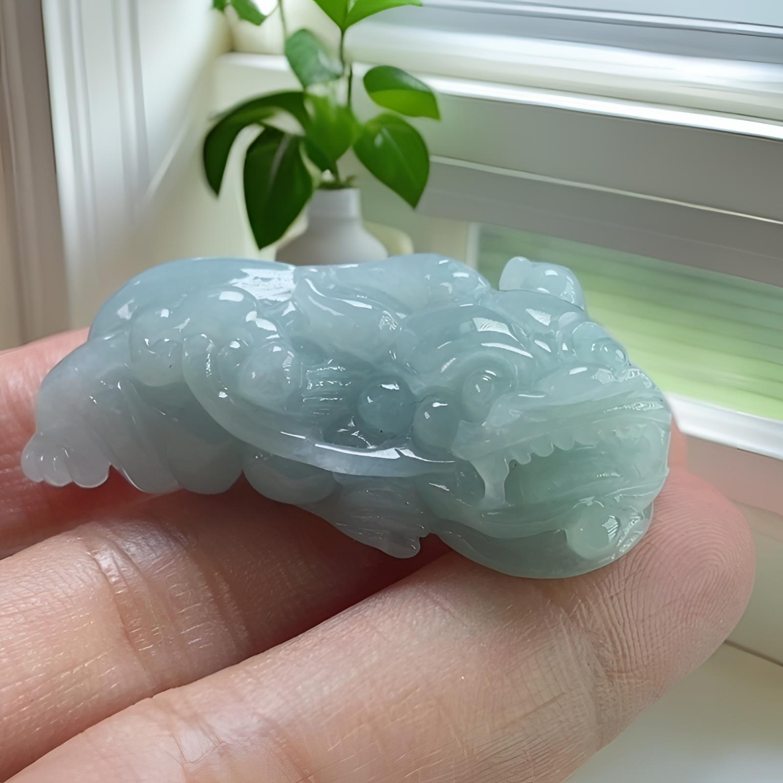 天然翡翠如意仿古貔貅吊坠缅甸A货精雕立体