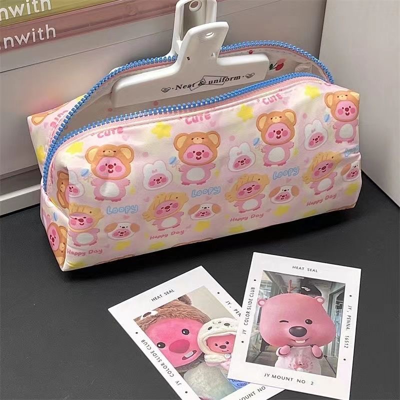 可爱甜美少女loopy印花笔袋学生高颜值大容量文具收纳袋ins风笔袋