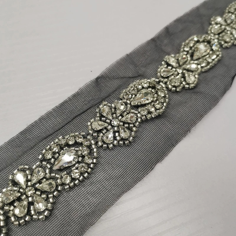 镶钻花边 DIY服饰手工钉珠水钻花边