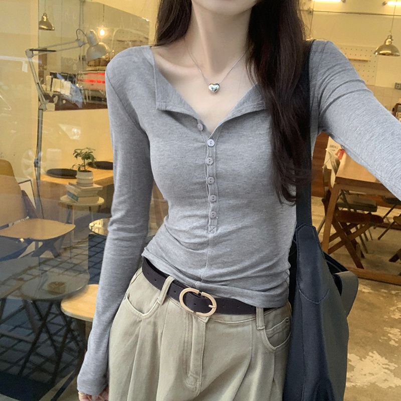 秋季新款小众纯欲辣妹白色打底衫女独特别致正肩T恤上衣