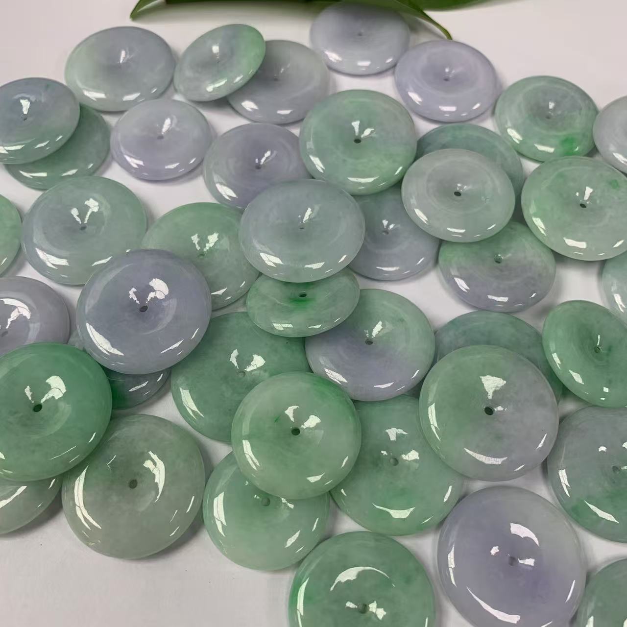 缅甸天然A货翡翠有紫有绿翡翠平安扣时尚精致素款吊坠-多样性发货