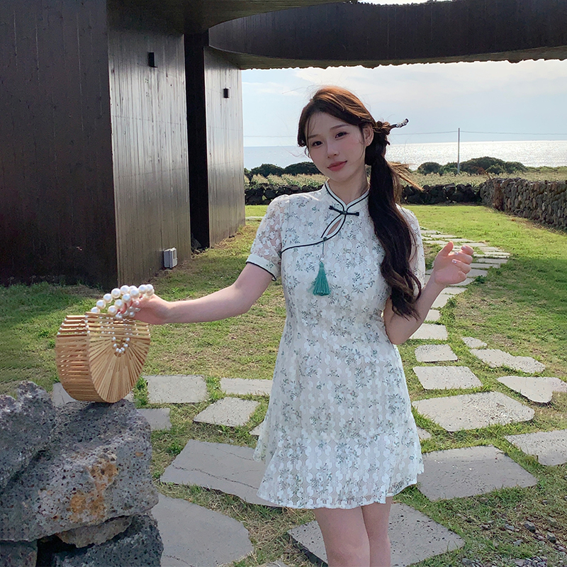 【宠粉回馈】马西西微胖新中式旗袍连衣裙女国风收腰裙宽松显瘦裙子