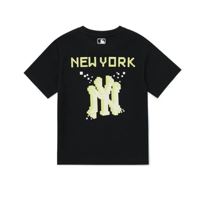 MLB男女童装洋基队Logo字母印花圆领休闲短袖T恤黑色7ATSP1023