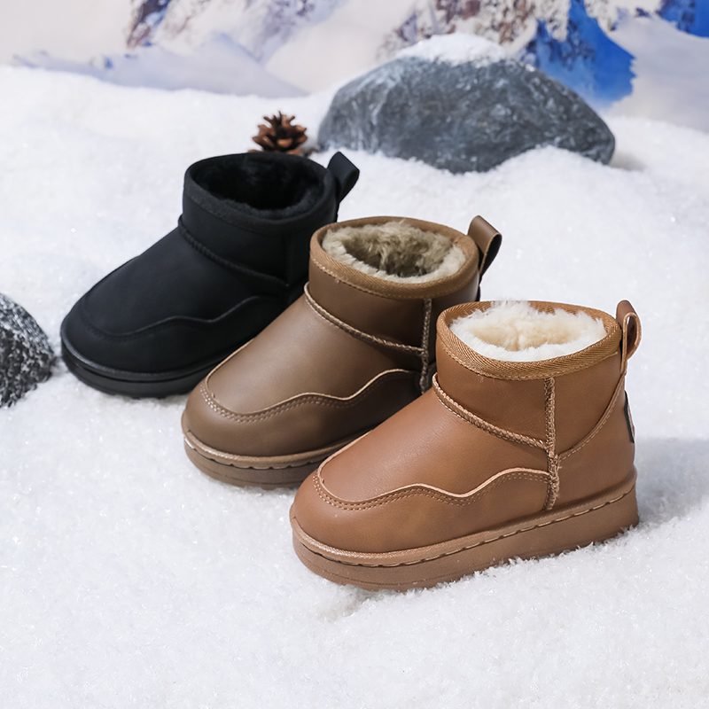 儿童雪地靴男孩女童冬季加绒保暖中大童3-6-12岁防滑宝宝棉鞋