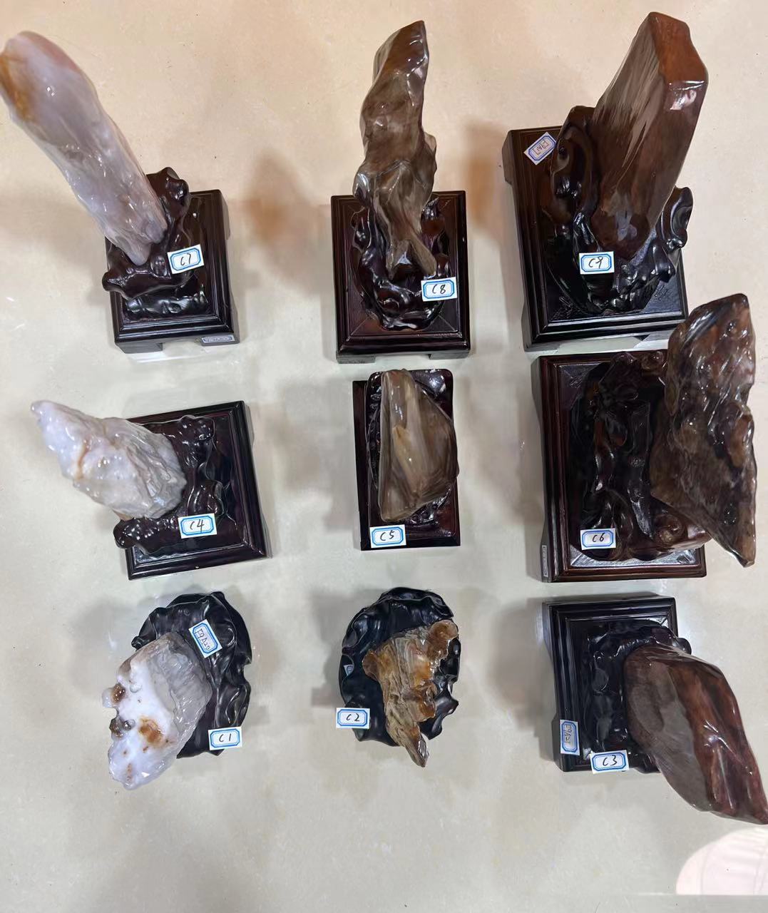 【精品福利】天然树化玉，精品别墅，茶桌，博古架摆件，收藏级