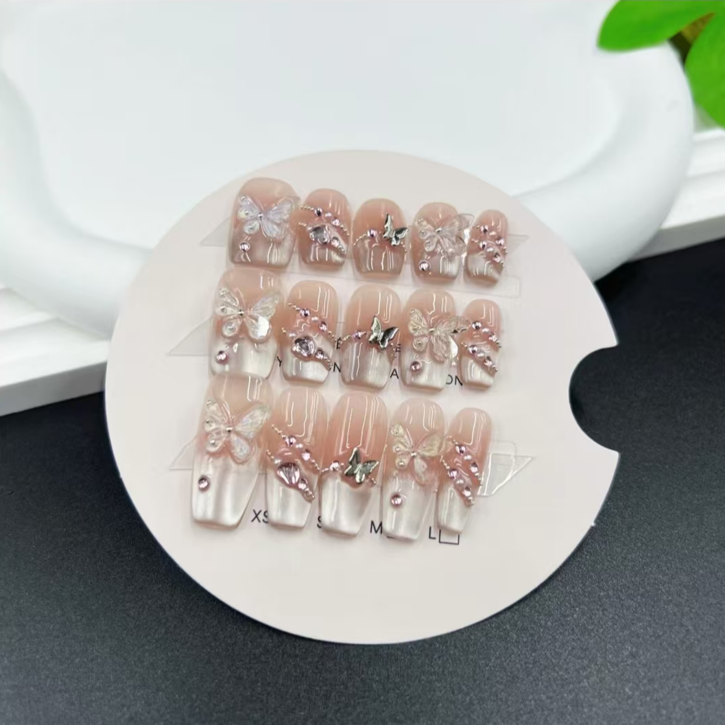 【蝶之翼】新款时尚清新纯欲高级感成品美甲穿戴式手工穿戴甲