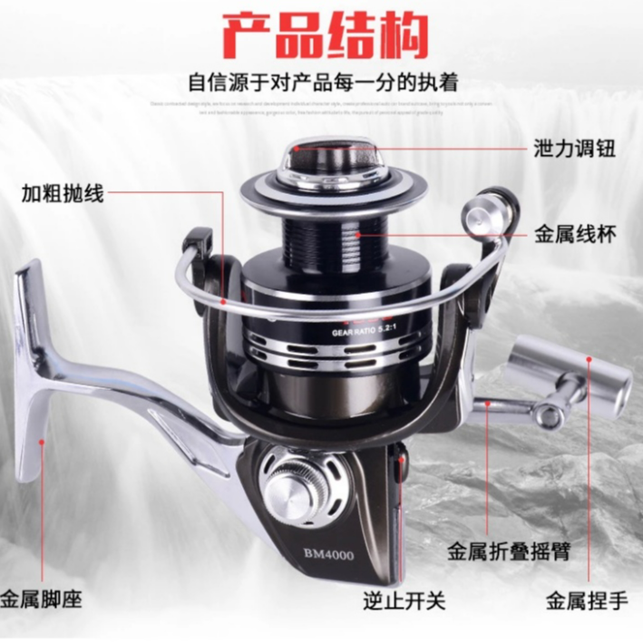 德宝bm全金属无间隙渔轮纺车轮海竿轮矶竿筏竿船竿通用轮