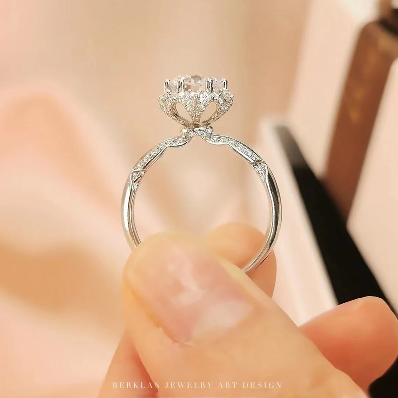 925银莫桑石戒指 【梦幻婚礼】1-2克拉 莫桑石礼物结婚时尚大气气质