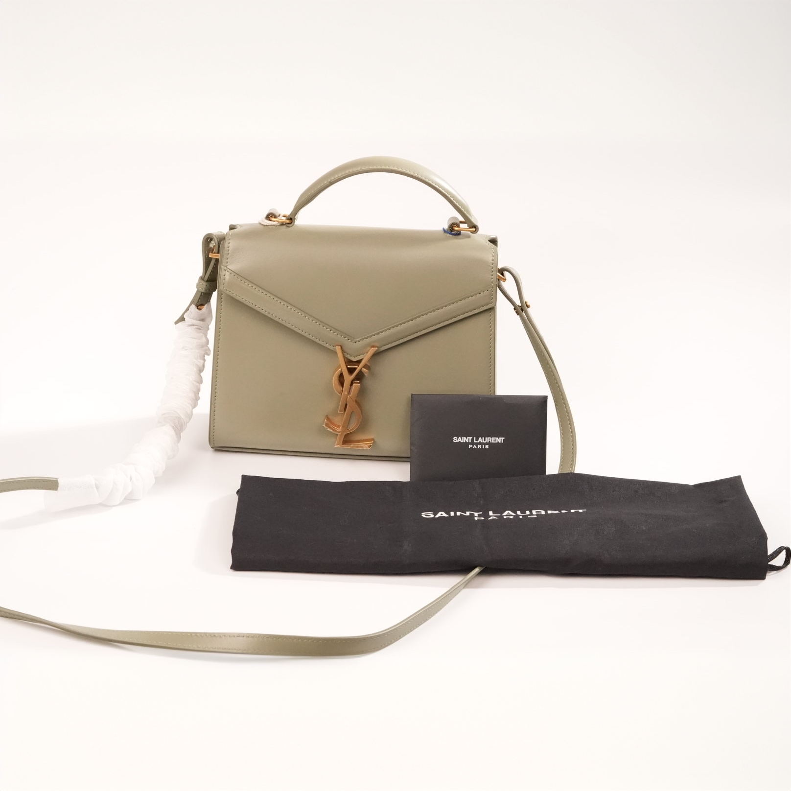 95新 YSL/圣罗兰 圣罗兰灰绿色金标斜跨/云海优选/69390