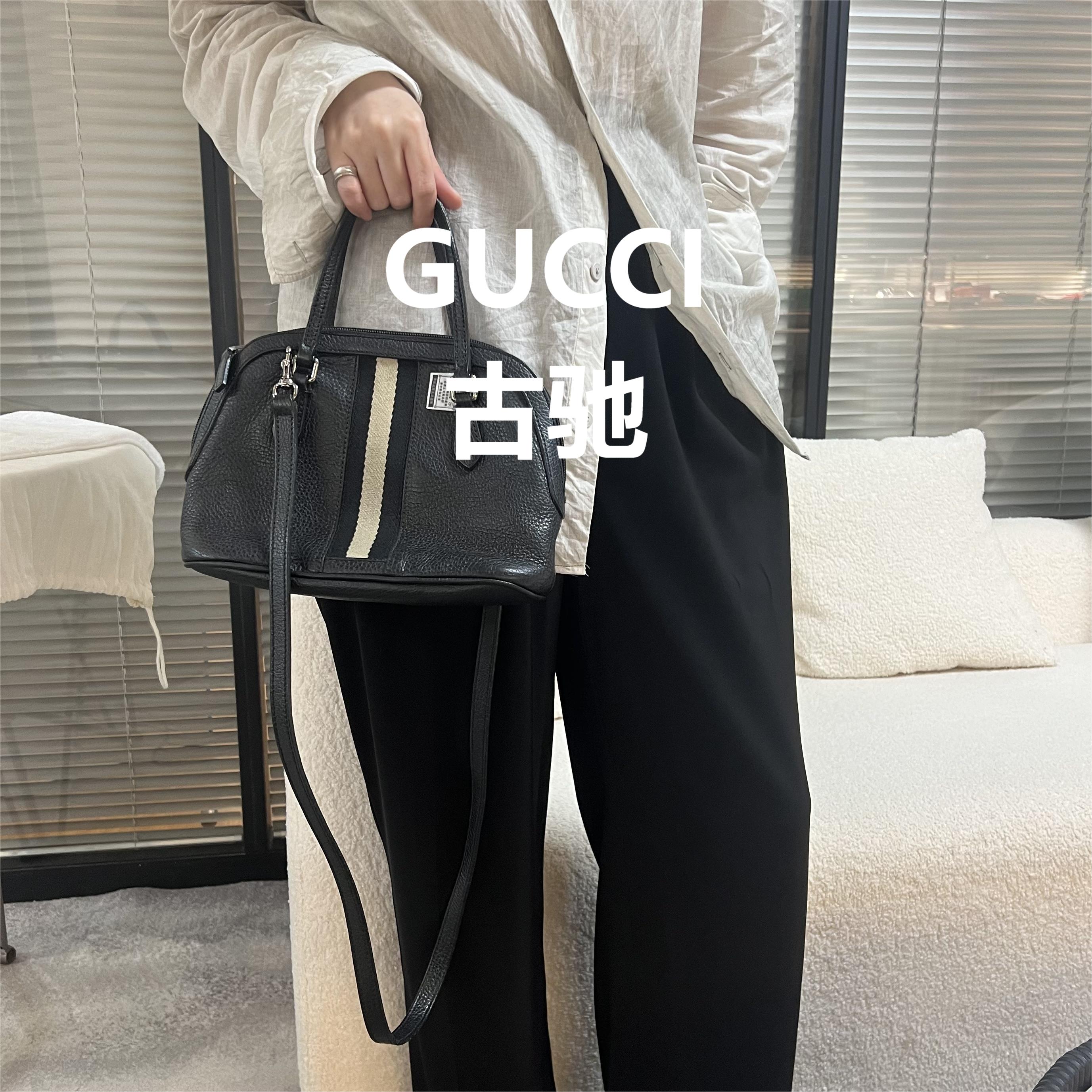 95新 GUCCI/古驰 黑色贝壳包斜跨包/甜甜精选/51222