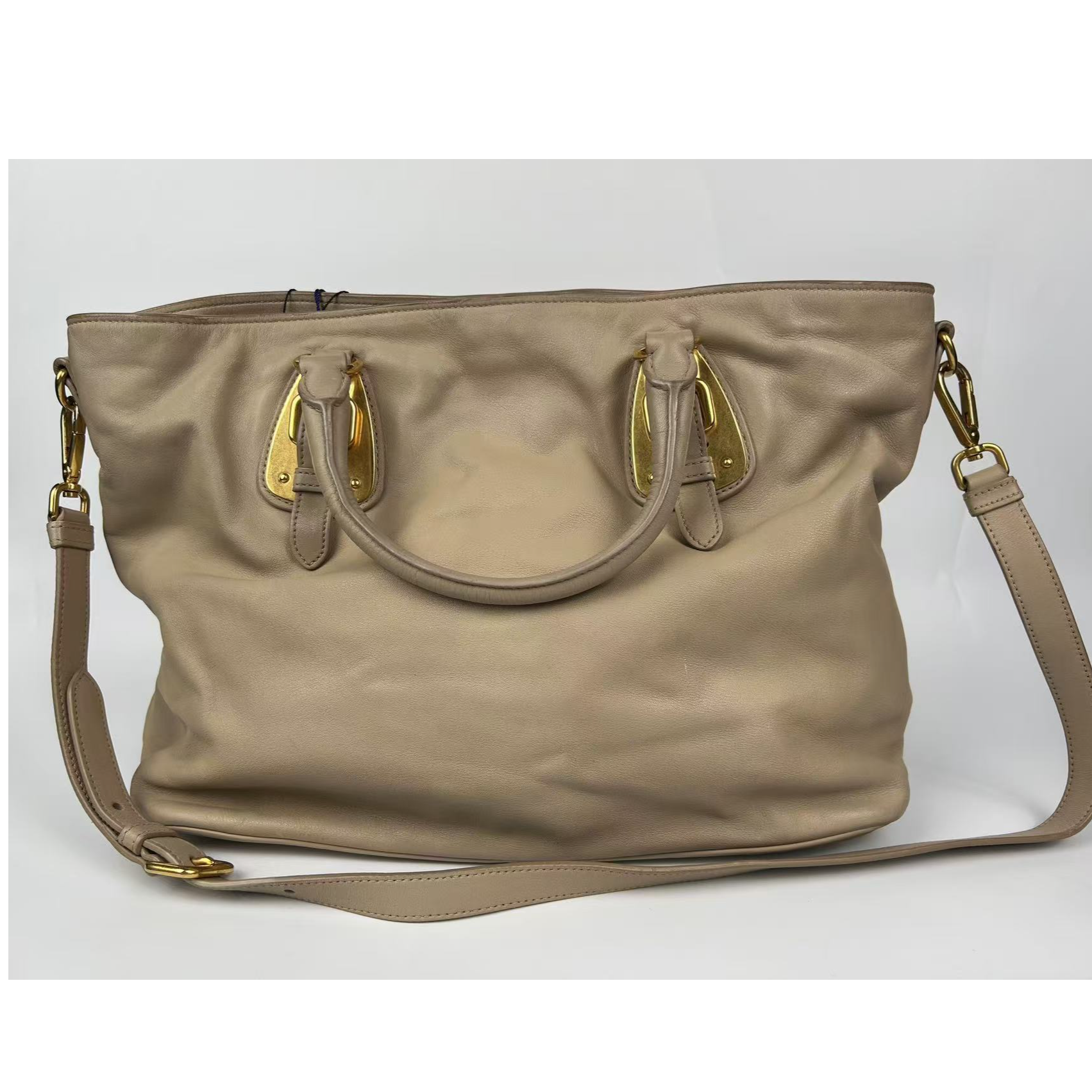 95新 Prada/普拉达 奶茶色手提包/云海优选/62946