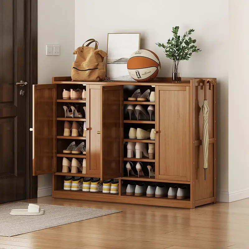 【小扬哥推荐】楠竹对开门多层鞋柜平板门大容量多功能封闭式防尘