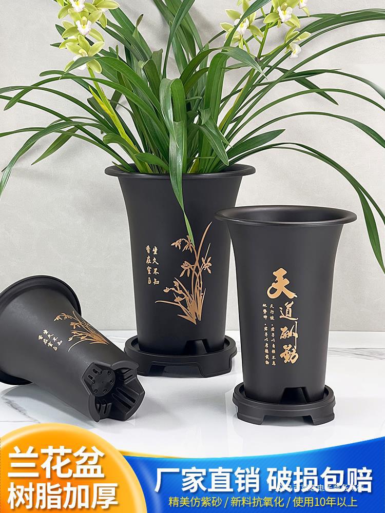 兰花花盆树脂加厚耐用蝴蝶兰专用君子仿紫砂家用塑料花盆厂家直销
