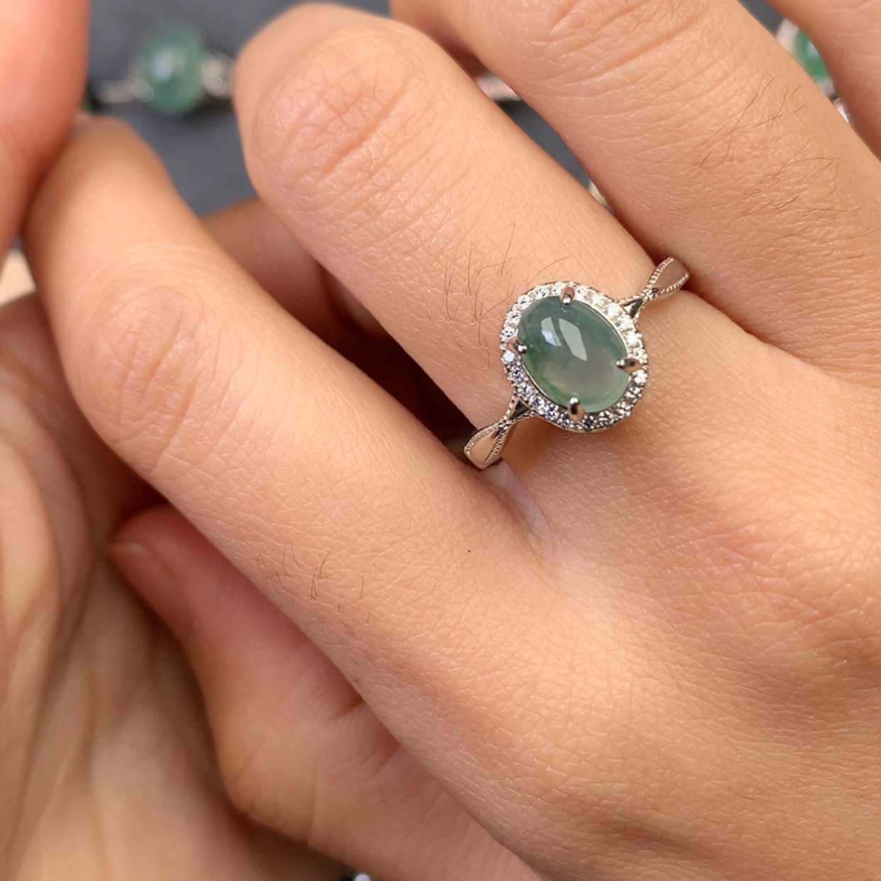 【闪购商品】翡翠戒指银S925镶嵌