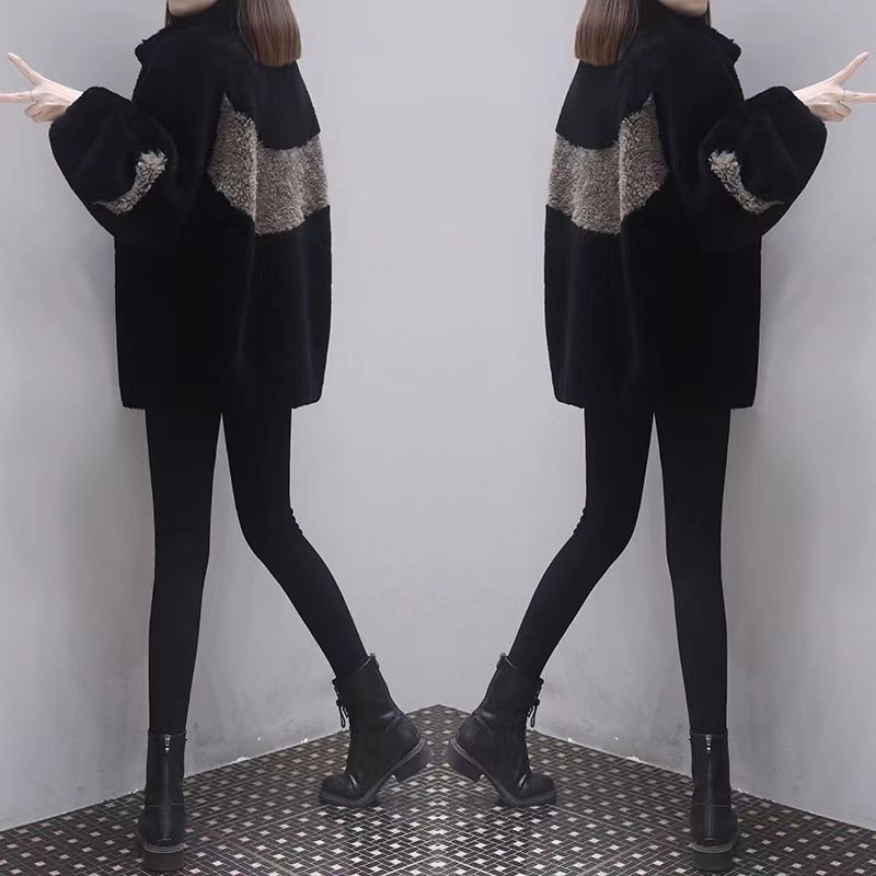 [德克邦]加绒加厚外套女2023新款冬季韩版大码宽松拼色